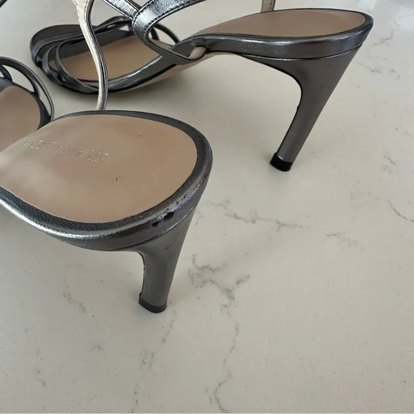 Stuart Weitzman Starla 80 Ankle strap Sandal Color Gunmetal Size: 5 - Picture 6 of 6